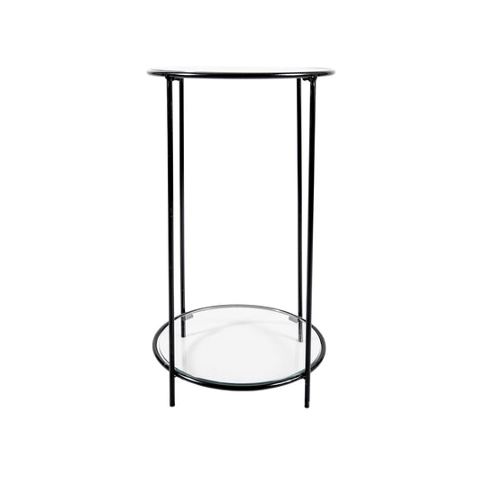 Mesa Lateral circular dos niveles Negro GLASS