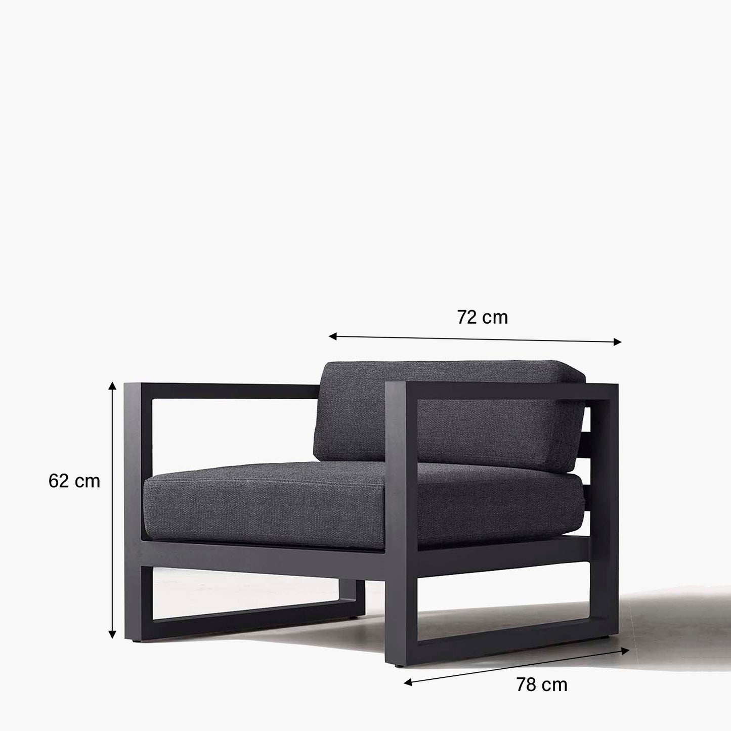 Sillón Terraza 1C Montego LT Gris Oscuro. Medidas: 78 x 72 x 62 cm (AnchoxProfxAlto)