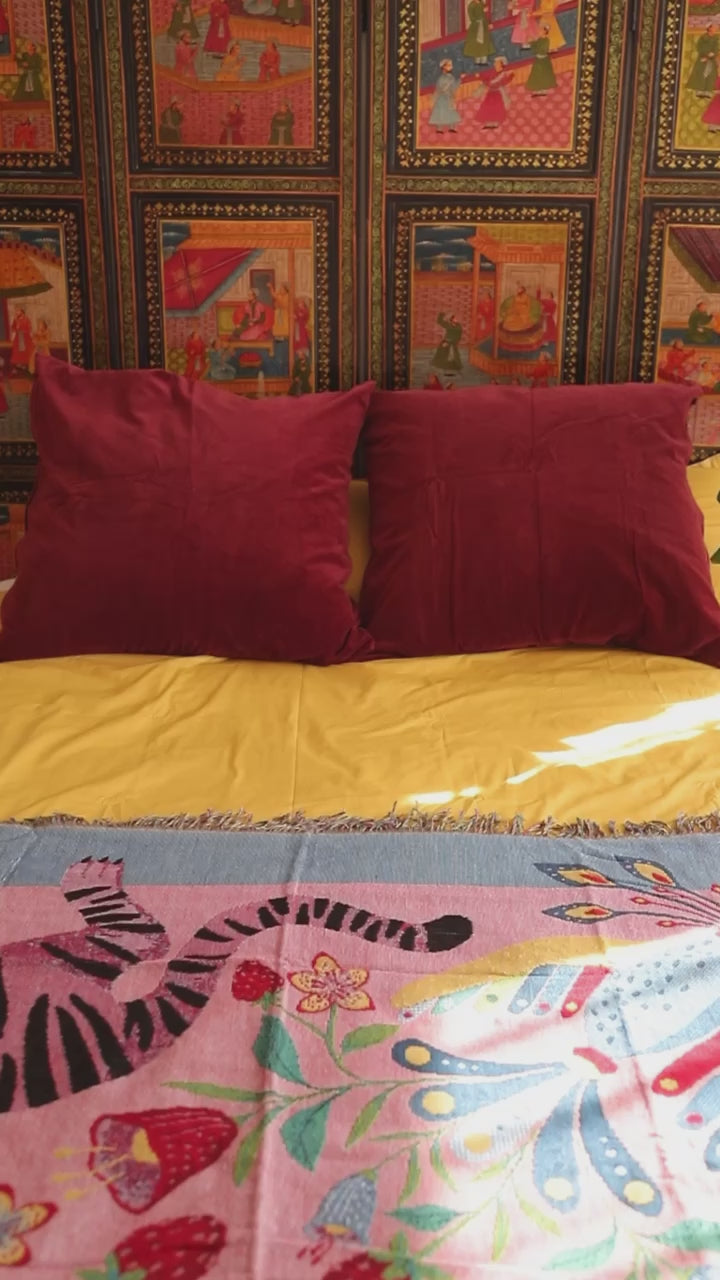Cargar y reproducir el video en el visor de la galería, Textil Manta Botánica Jo Jiménez 130 x 180 cm The BaiTay
