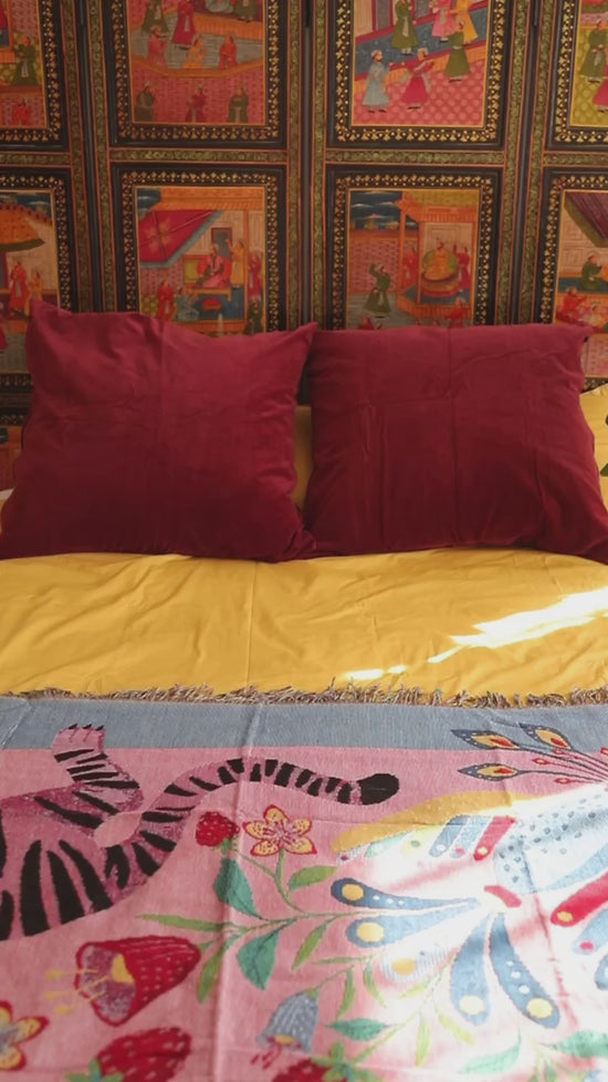 Cargar y reproducir el video en el visor de la galería, Textil Manta Botánica Jo Jiménez 130 x 180 cm The BaiTay

