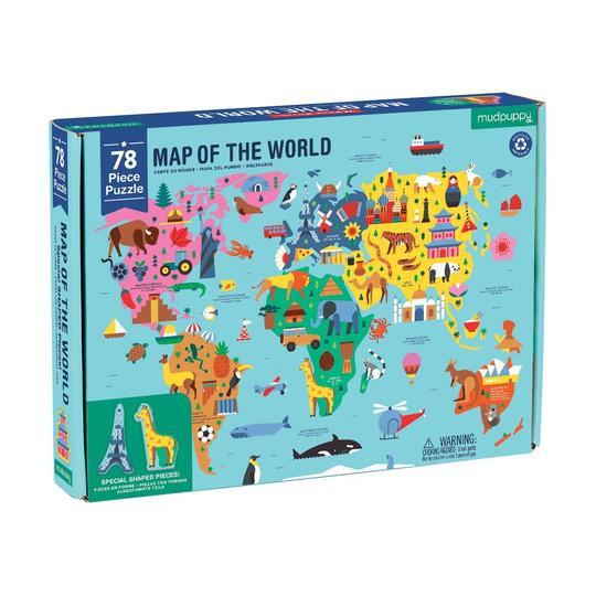 Puzzle 78Pcs Geografía Mapa Del Mundo Mudpuppy