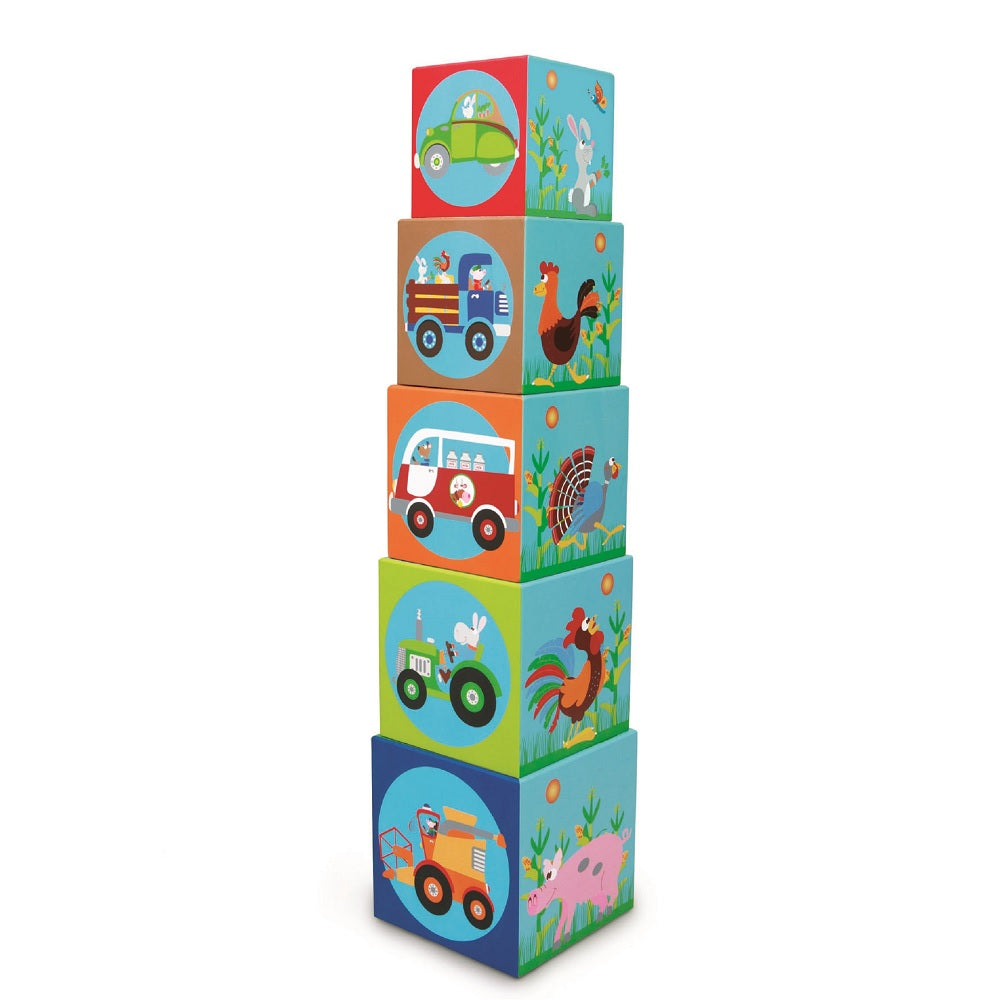 Set De 5 Cubos Para Apilar La Granja Jumbo Scratch Europe