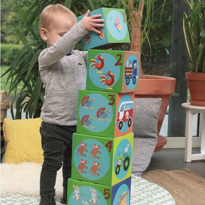Set De 5 Cubos Para Apilar La Granja Jumbo Scratch Europe