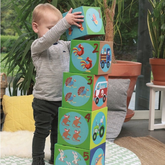 Set De 5 Cubos Para Apilar La Granja Jumbo Scratch Europe