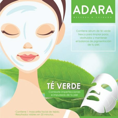 Pack De 6 Mascarillas Faciales Con Té Verde Adara