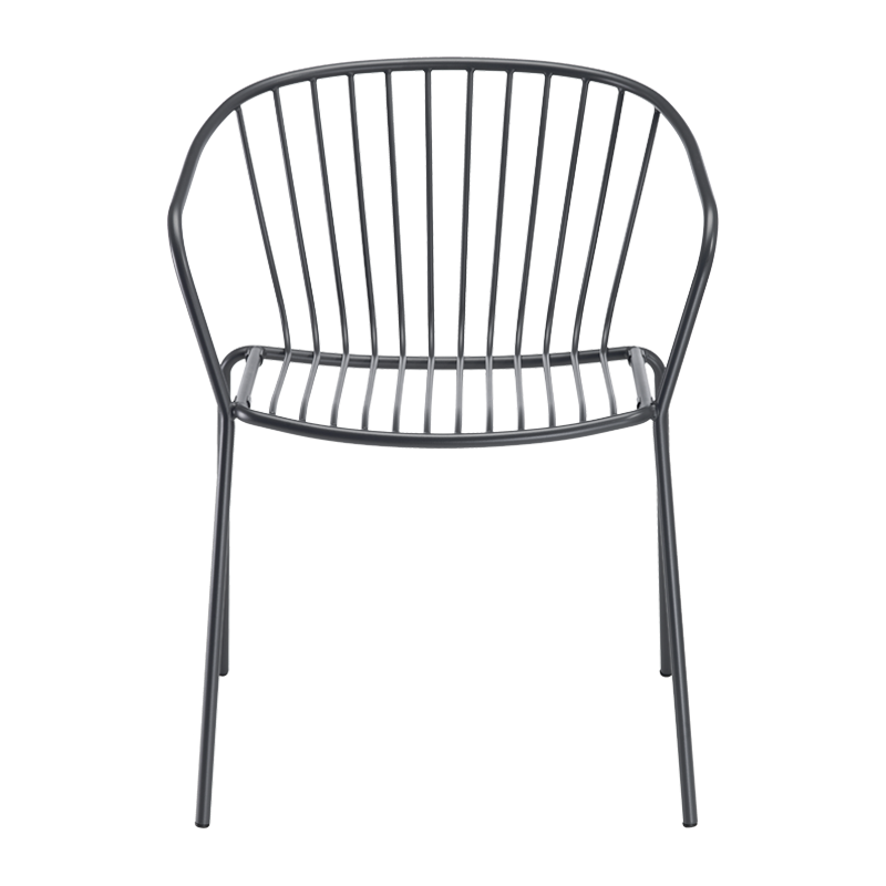 Silla Amitha B Metalica Con Brazos Gris Oscuro Gaber