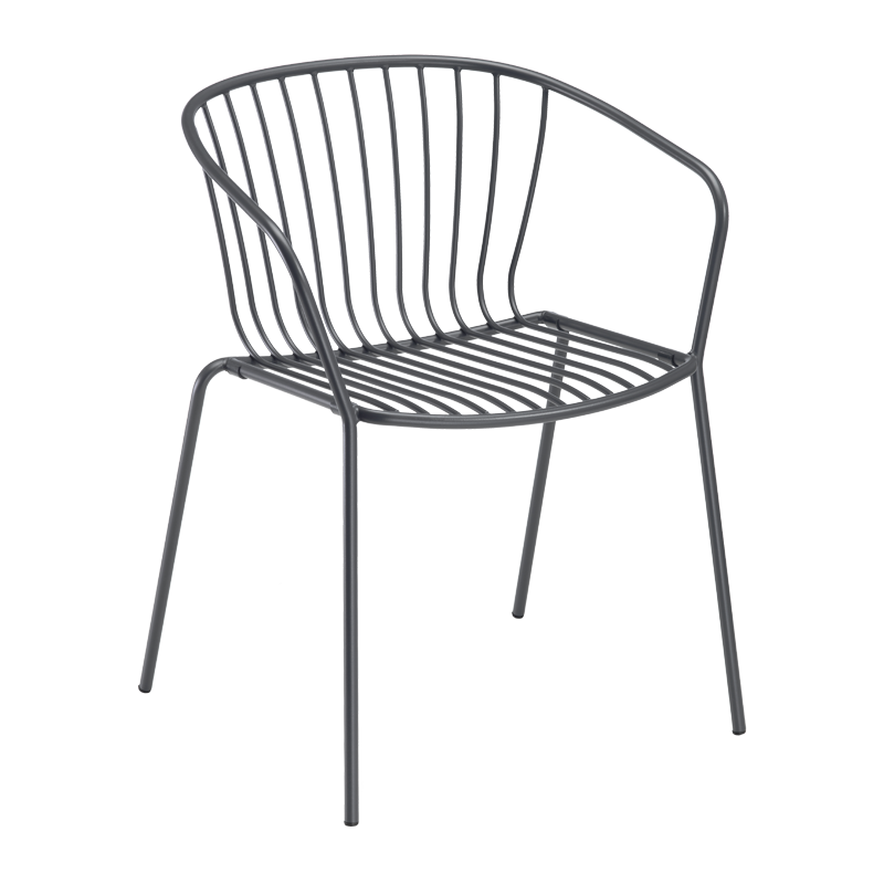 Silla Amitha B Metalica Con Brazos Gris Oscuro Gaber
