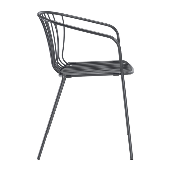 Silla Amitha B Metalica Con Brazos Gris Oscuro Gaber