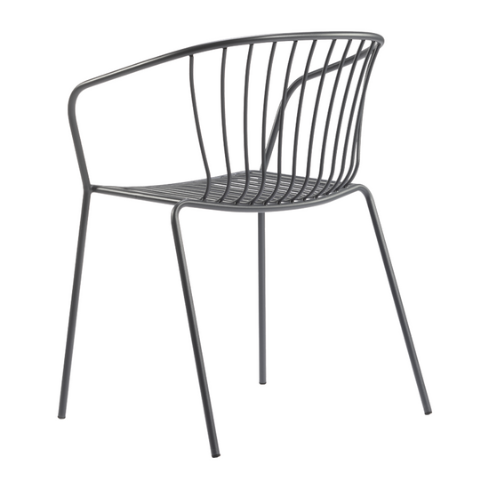 Silla Amitha B Metalica Con Brazos Gris Oscuro Gaber