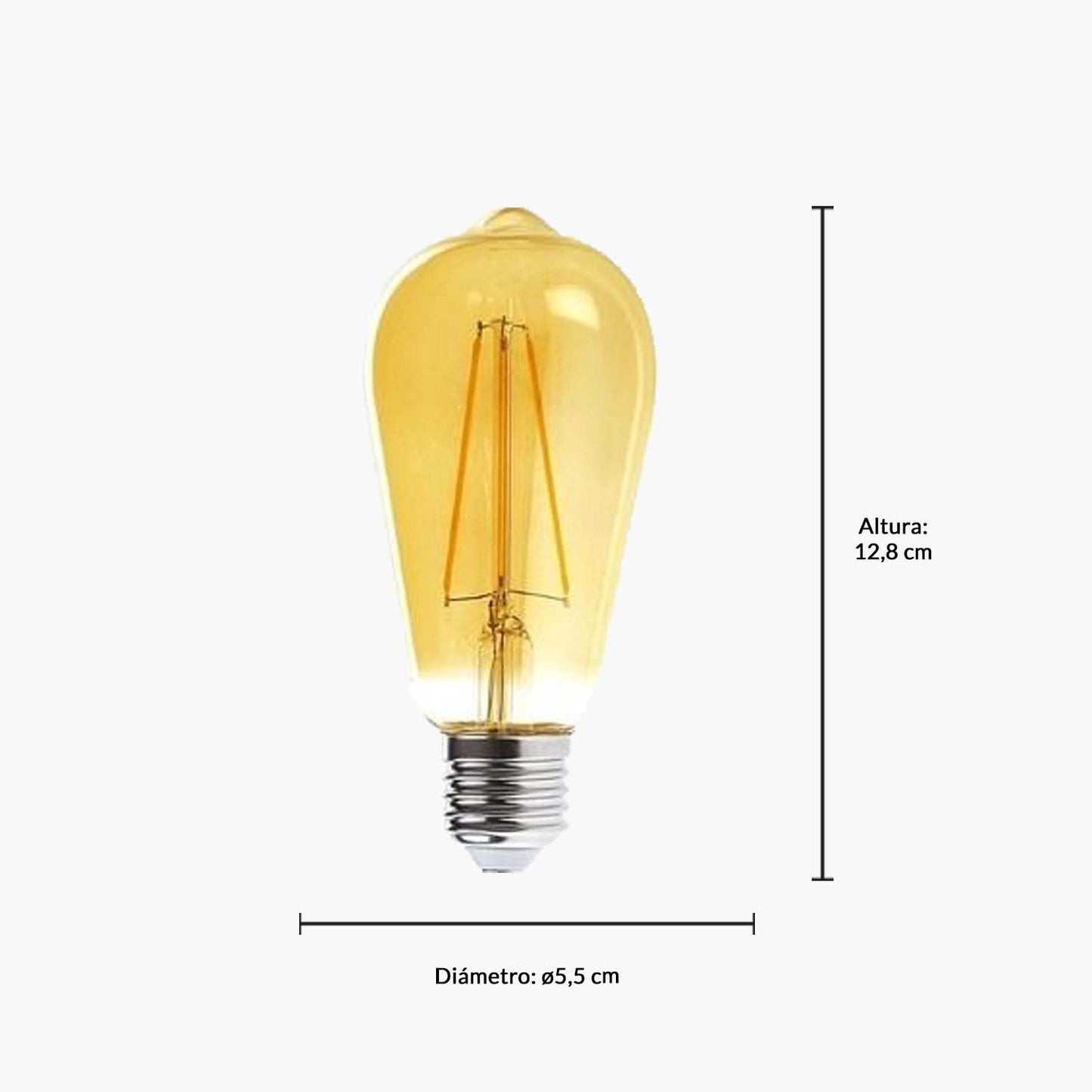 Ampolleta Led Filamento ST58 E27 5W - Luz Cálida