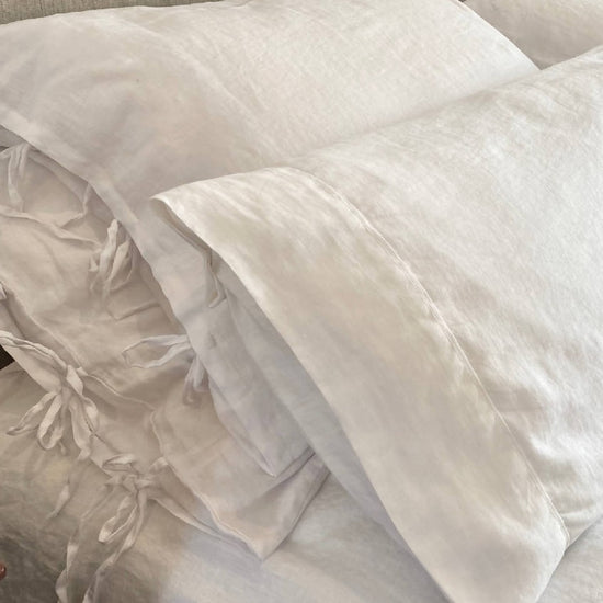 Funda almohada Lino Francés amarritas Taie T Blanco Code Company