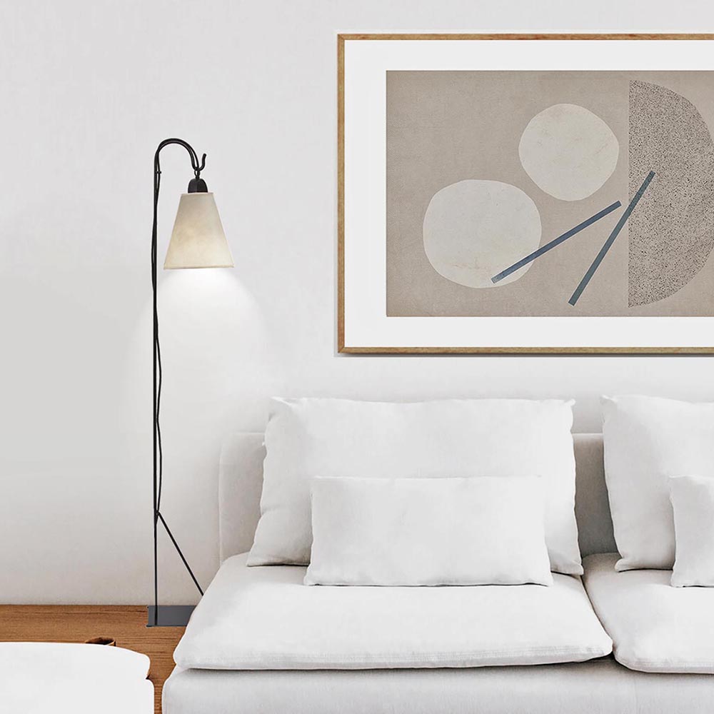 Lámpara Cencerro Pergamino Base Fierro Pie 23 x 29 x 160 cm Maia Design