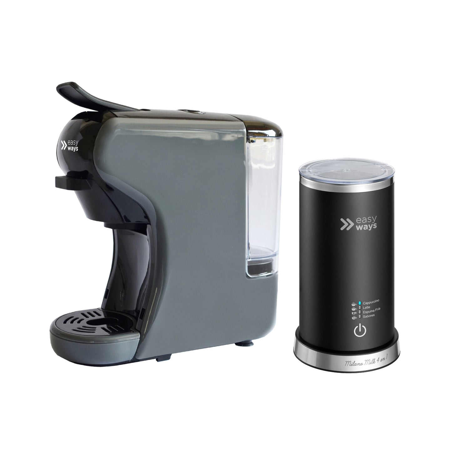 Cafetera Milano Coffe Gris + Espumador de leche Easyways