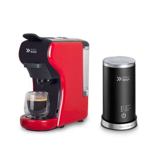 Cafetera Milano Coffe Rojo + Espumador de leche Easyways
