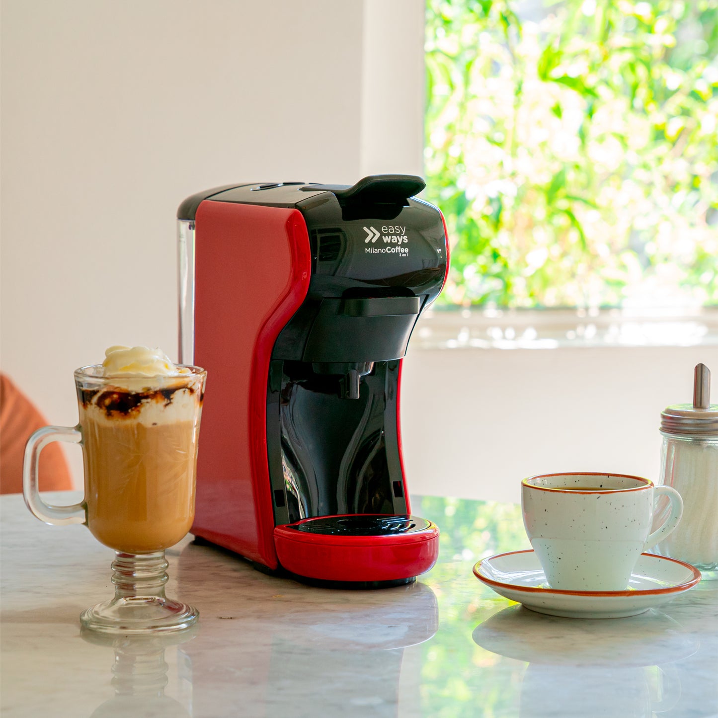 Cafetera Milano Coffe Rojo + Espumador de leche Easyways