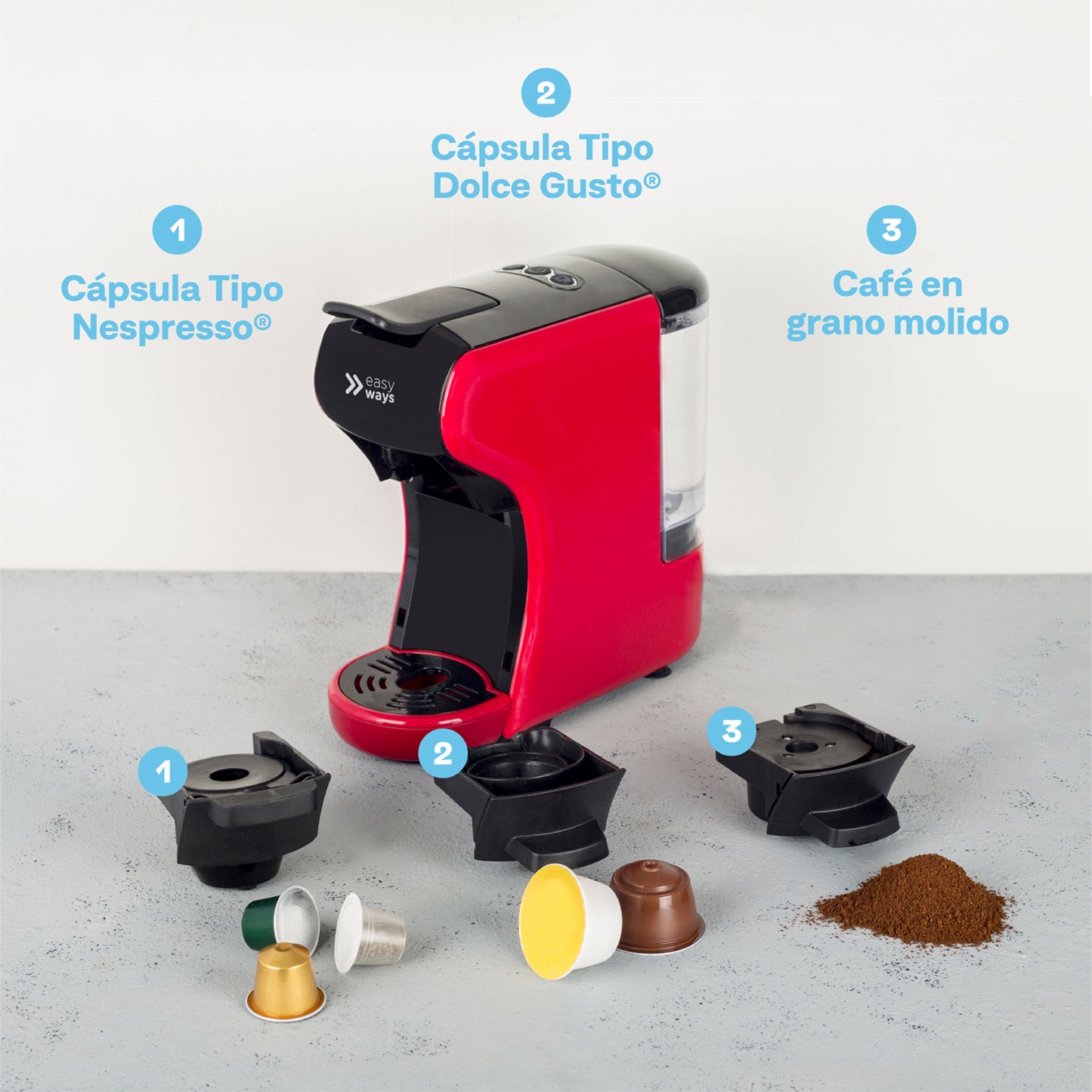 Cafetera Milano Coffe Rojo + Espumador de leche Easyways