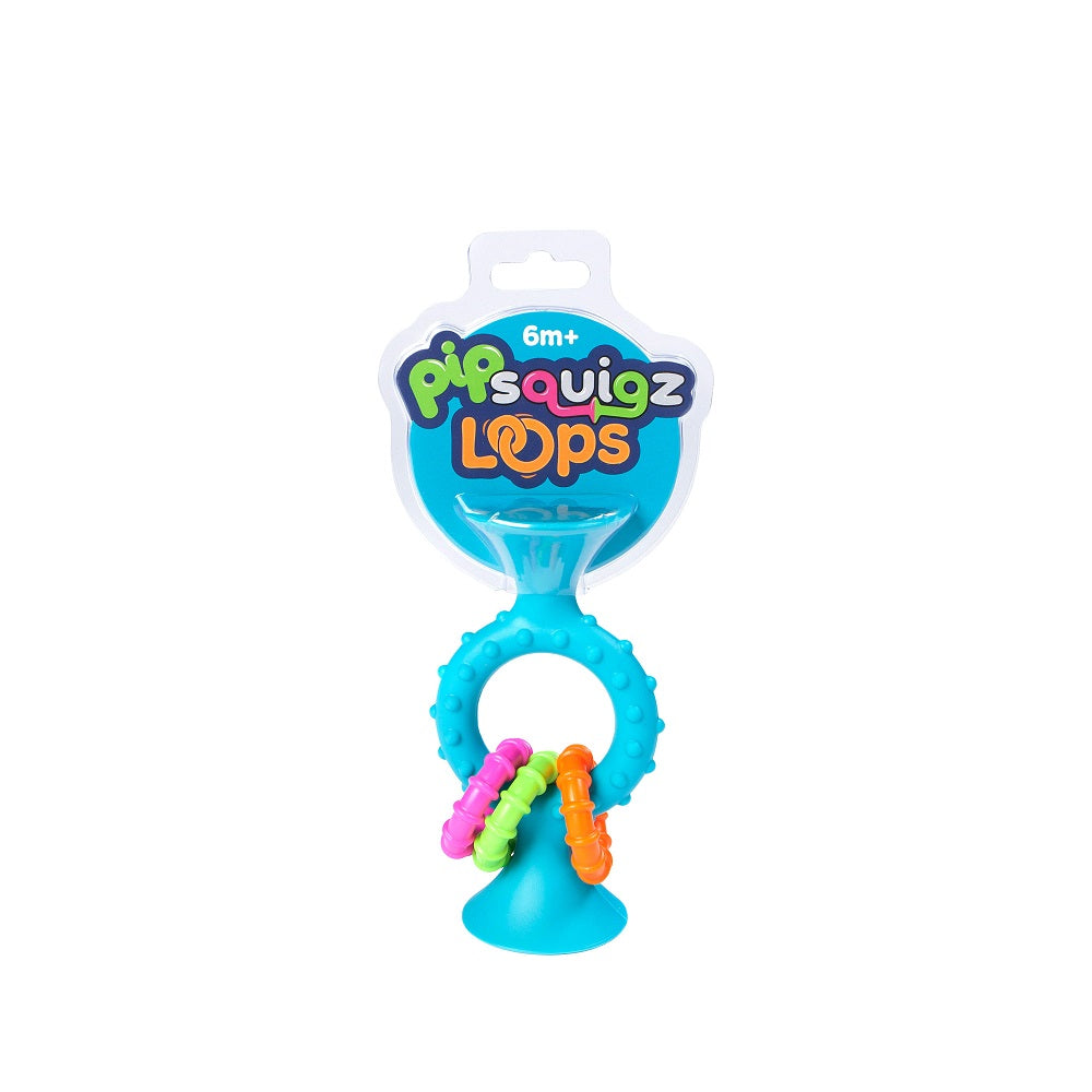 Mordedores y Sonajeros Sensoriales Pipsquigz Loops Celeste FatBrain Toys