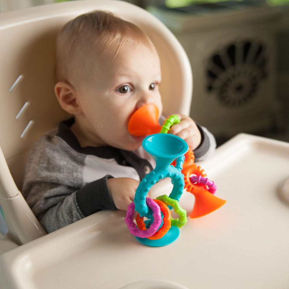 Mordedores y Sonajeros Sensoriales Pipsquigz Loops Celeste FatBrain Toys