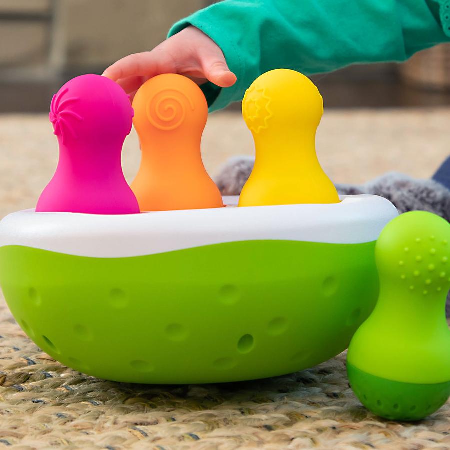 Palitroques Para Encaje Con Sonido y Texturas Spinnypins FatBrain Toys