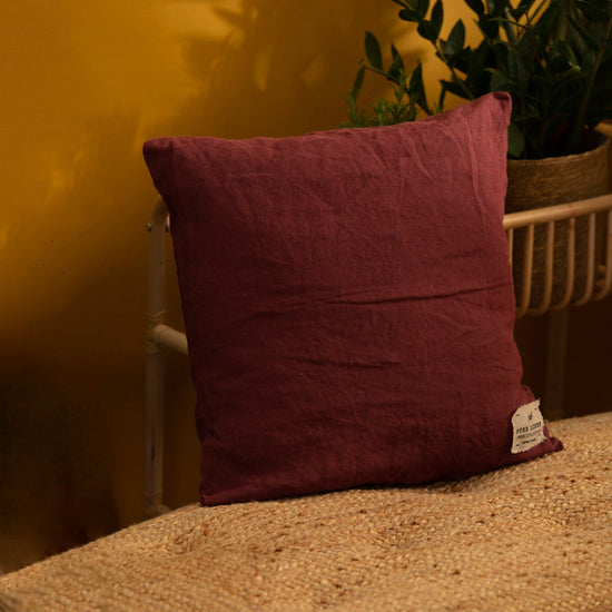 Funda Cojin Lino 60x60 Granate Calma House