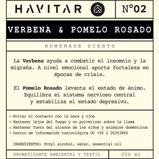 Aromatizador Ambiental y Textil Verbena & Pomelo Rosado PET 250 ml Havitar