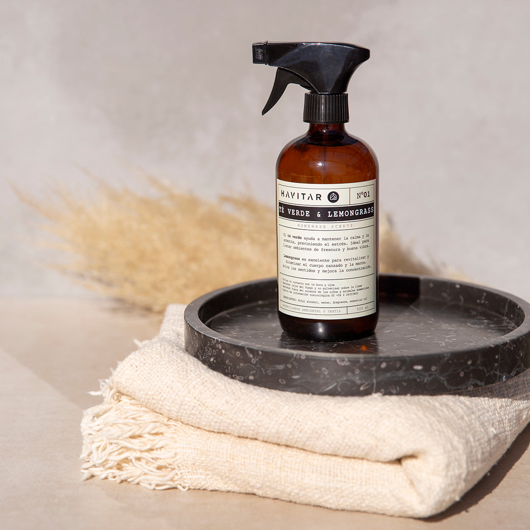 Aromatizador Ambiental y Textil Té Verde & Lemongrass Vidrio 500 ml Havitar