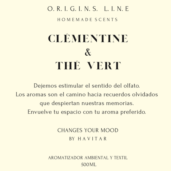 Aromatizador Ambiental y Textil Clémentine & Thé Vert Vidrio 500 ml Havitar