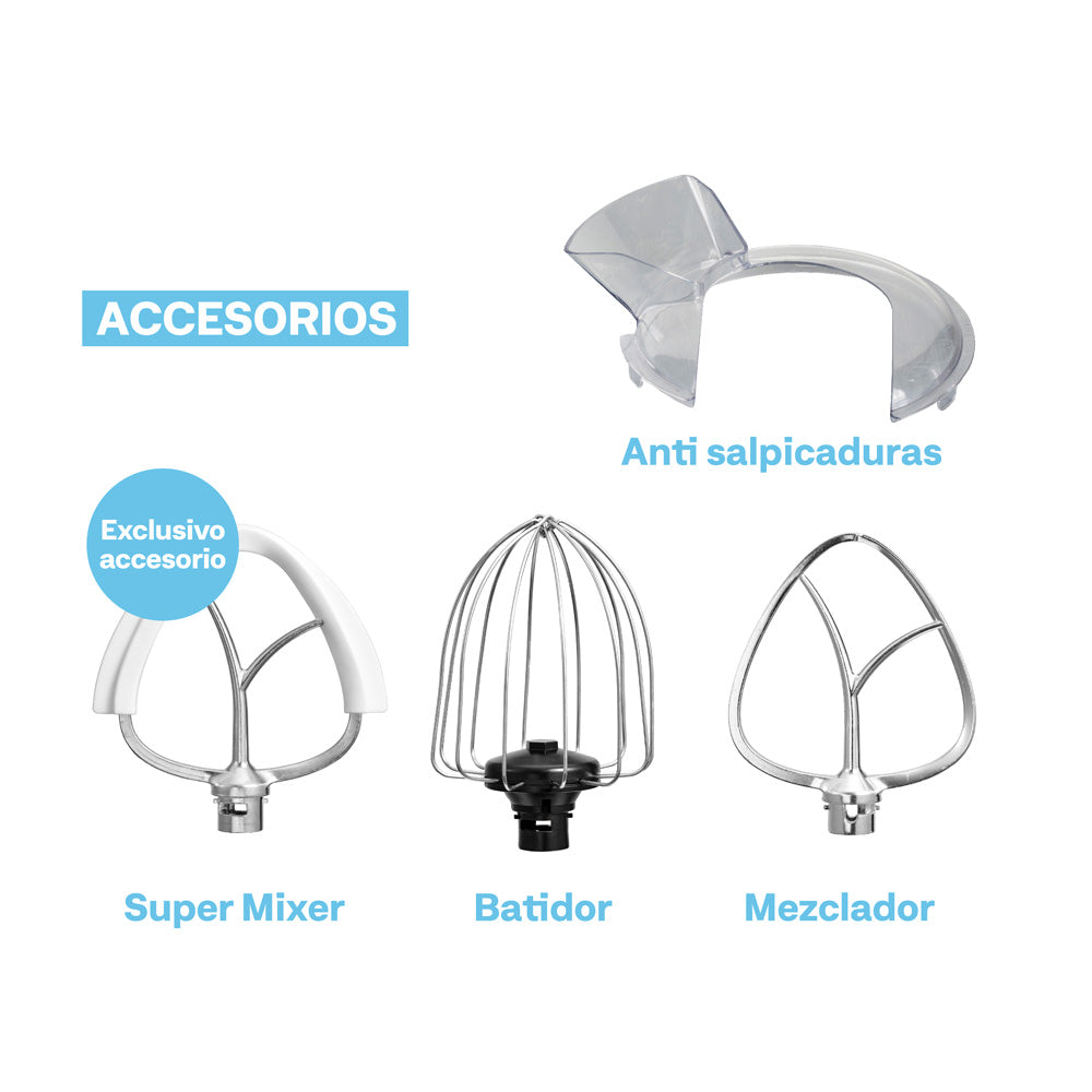 Batidora de Pedestal Hook Mixer Silver Easyways