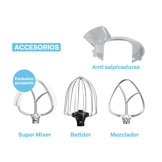 Batidora de Pedestal Hook Mixer Silver Easyways