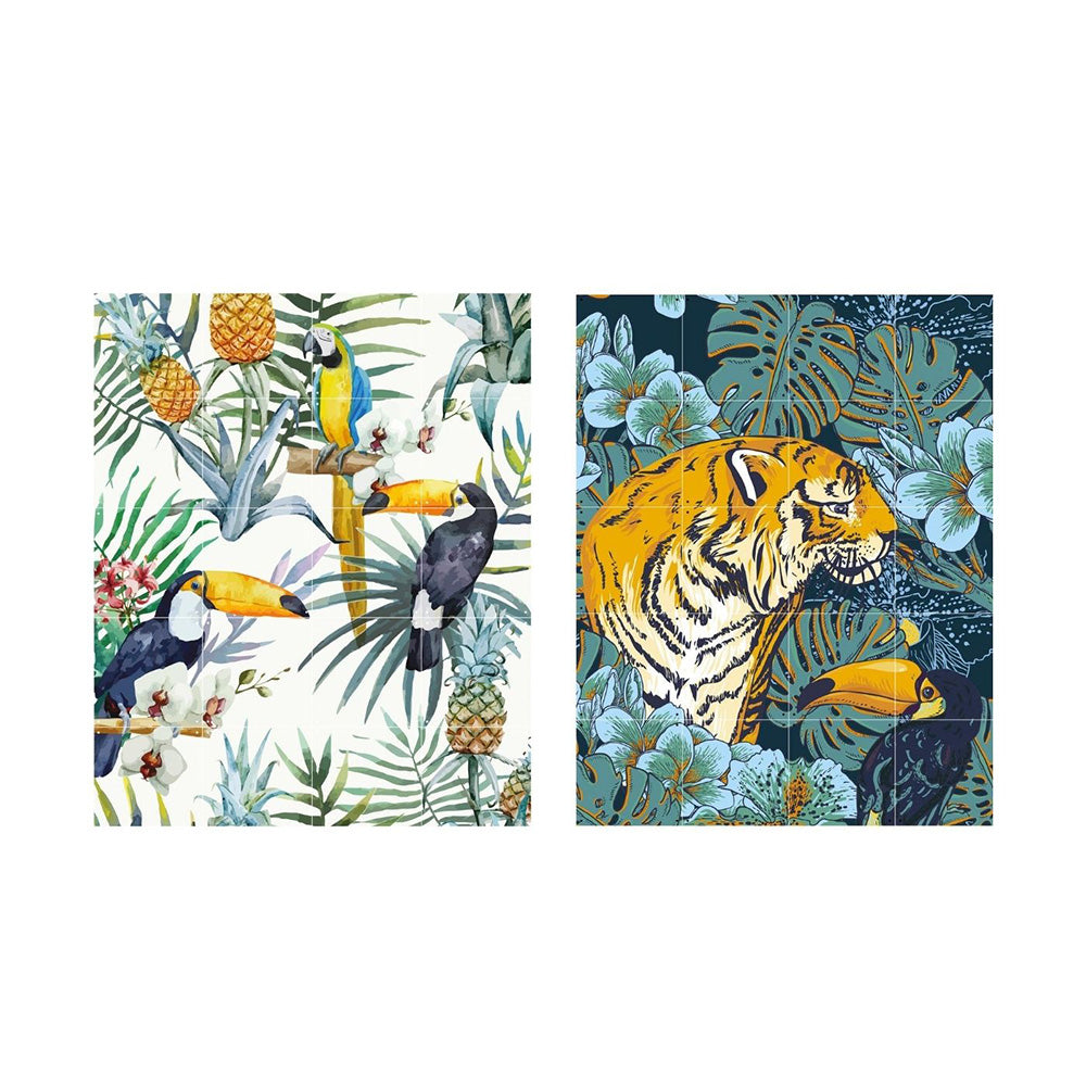 Cargar imagen en el visor de la galería, mural-tiger-jungle-toucan-family-doble-cara-ixxi
