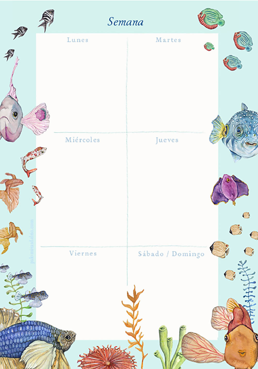 Planificador Semanal Peces
