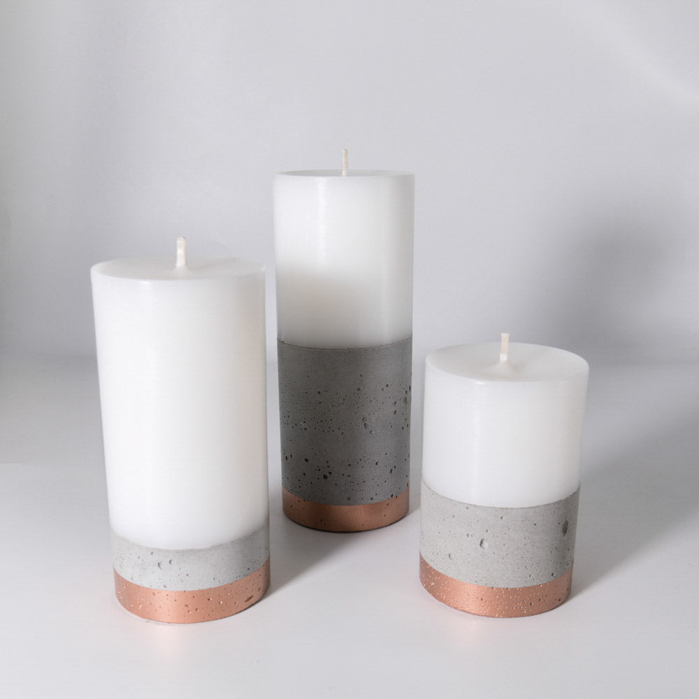 Set 3 Velas con Hormigón Línea Cobre Küme