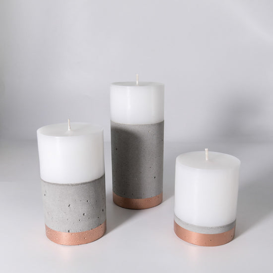 Set 3 Velas con Hormigón Línea Cobre Küme