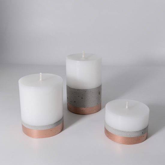 Set 3 Velas con Hormigón Línea Cobre Küme