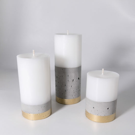 Set 3 Velas con Hormigón Línea Dorada Küme