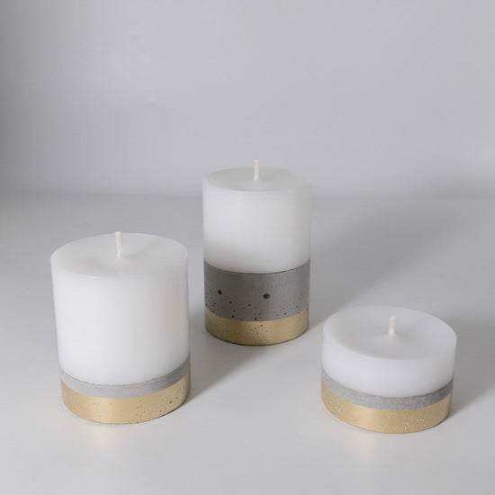 Set 3 Velas con Hormigón Línea Dorada Küme