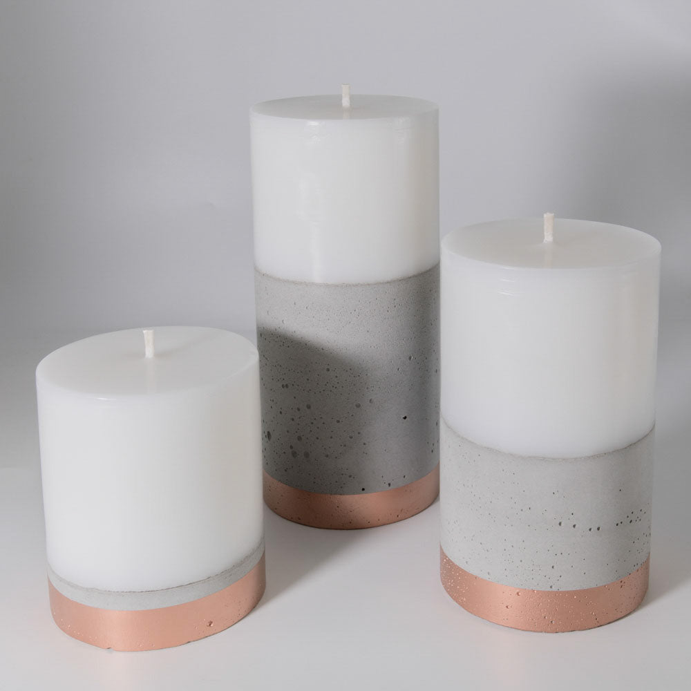 Set 3 Velones con Hormigón Línea Cobre Küme