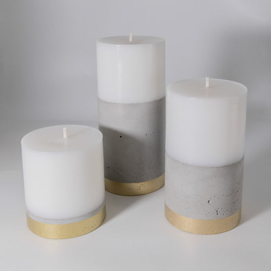 Set 3 Velones con Hormigón Línea Dorada Küme