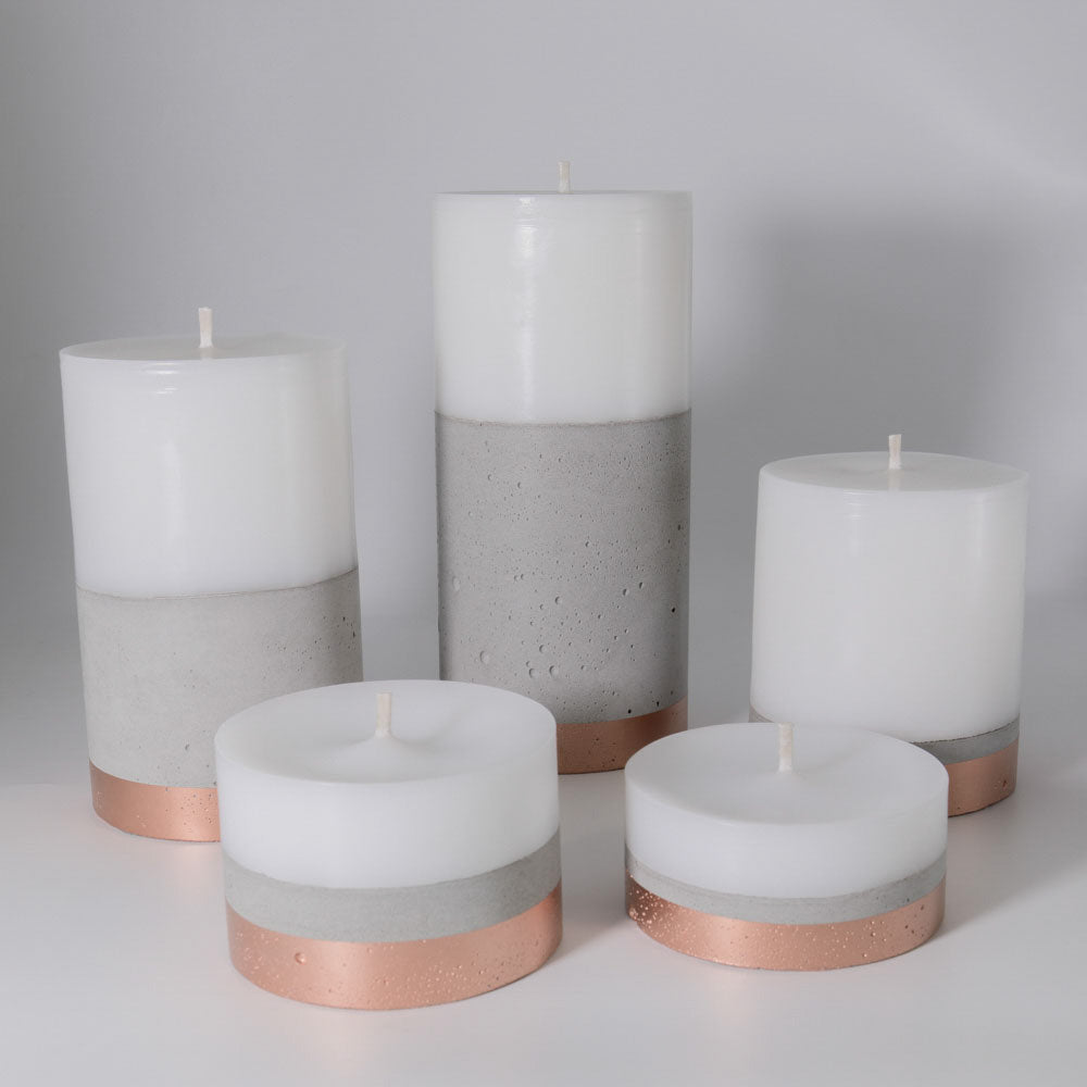 Set 5 Velones con Hormigón Línea Cobre Küme