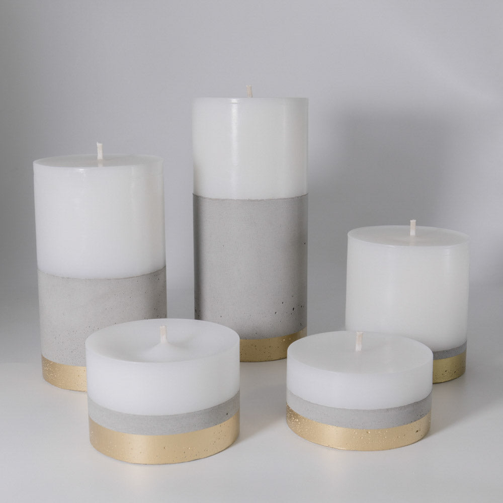 Set 5 Velones con Hormigón Línea Dorada Küme