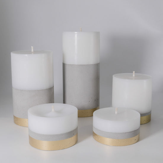 Set 5 Velones con Hormigón Línea Dorada Küme