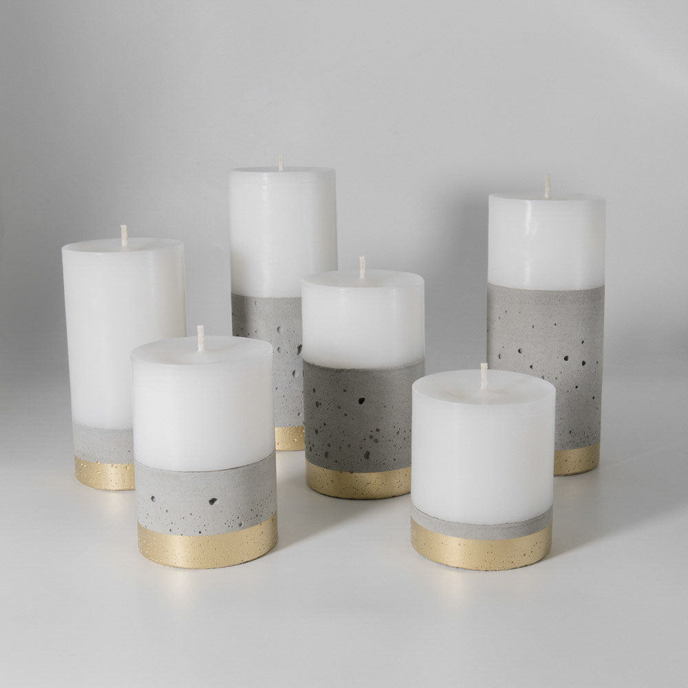 Set 6 Velas con Hormigón Línea Dorada Küme