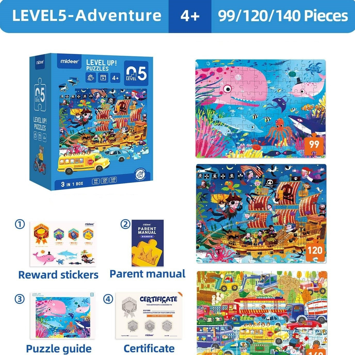 Advanced Puzzle Nivel 5 Tour De Aventuras, 3 Puzzles MiDeer