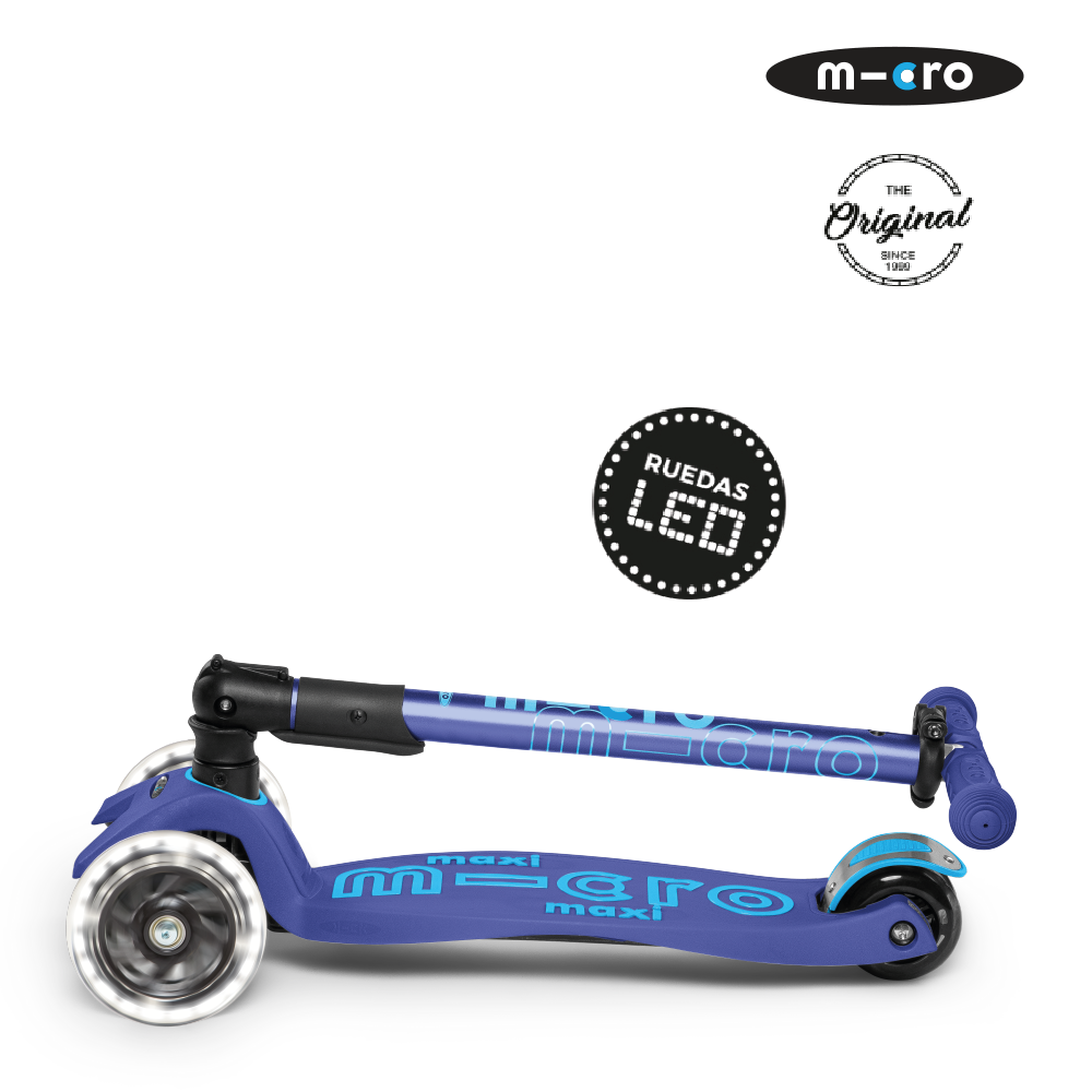 Micro Scooter Maxi Deluxe PLEGABLE LED Azul Marino
