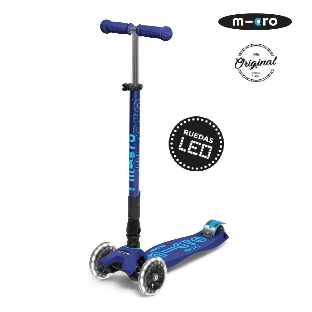 Cargar imagen en el visor de la galería, Micro Scooter Maxi Deluxe PLEGABLE LED Azul Marino
