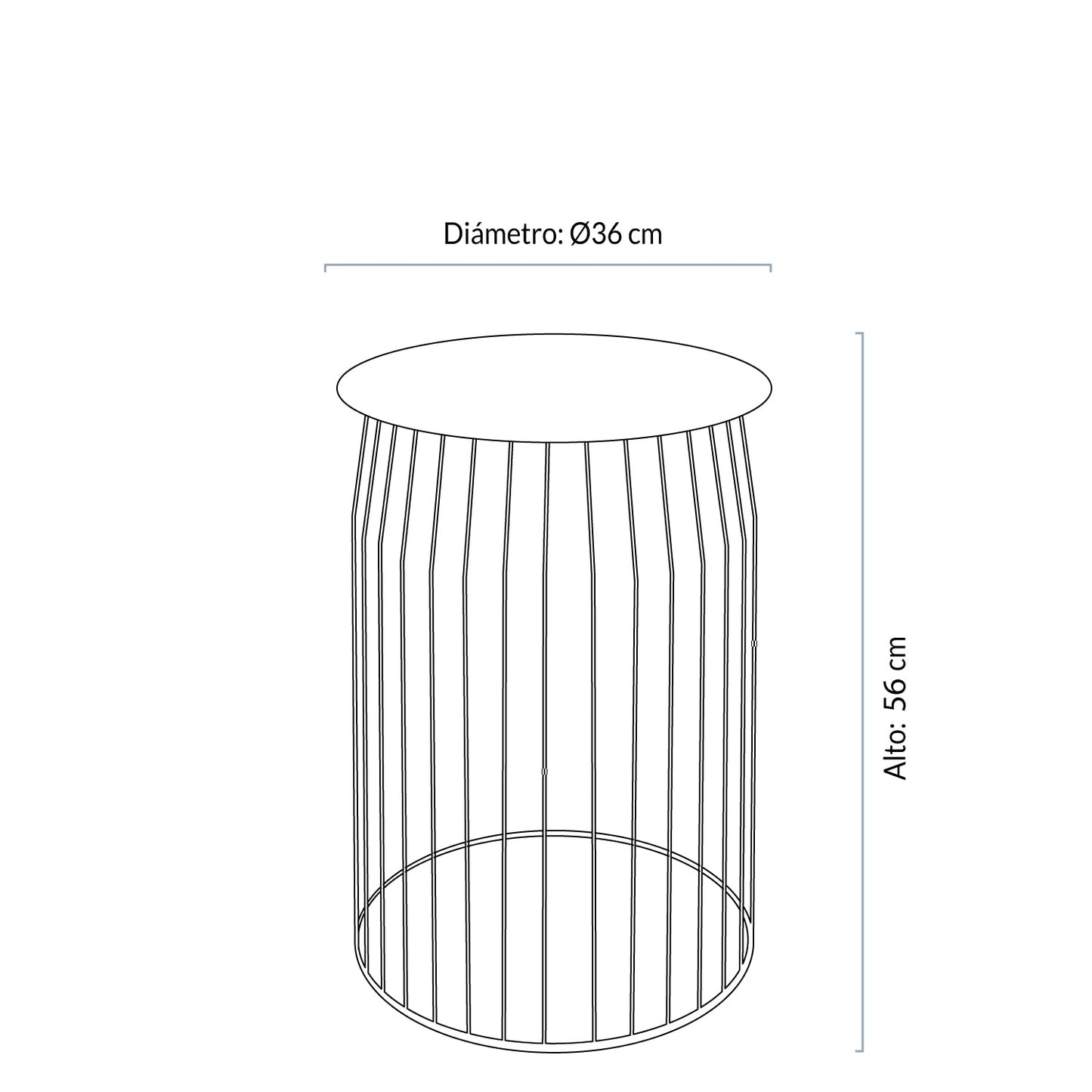 Mesa Lateral Wire diam 36 Negro Form Design