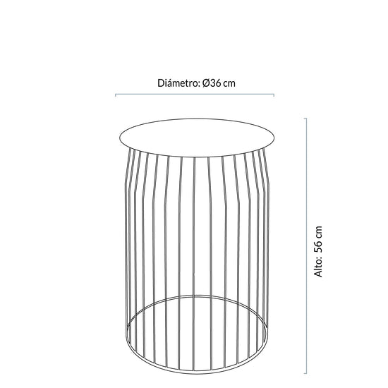 Mesa Lateral Wire diam 36 Negro Form Design