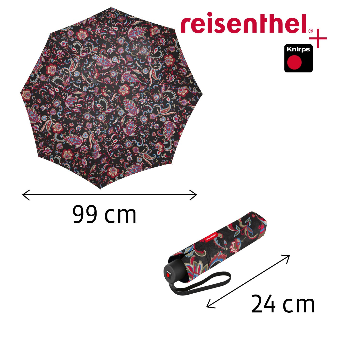 Cargar imagen en el visor de la galería, paraguas-umbrella-pocket-classic-paisley-black-reisenthel
