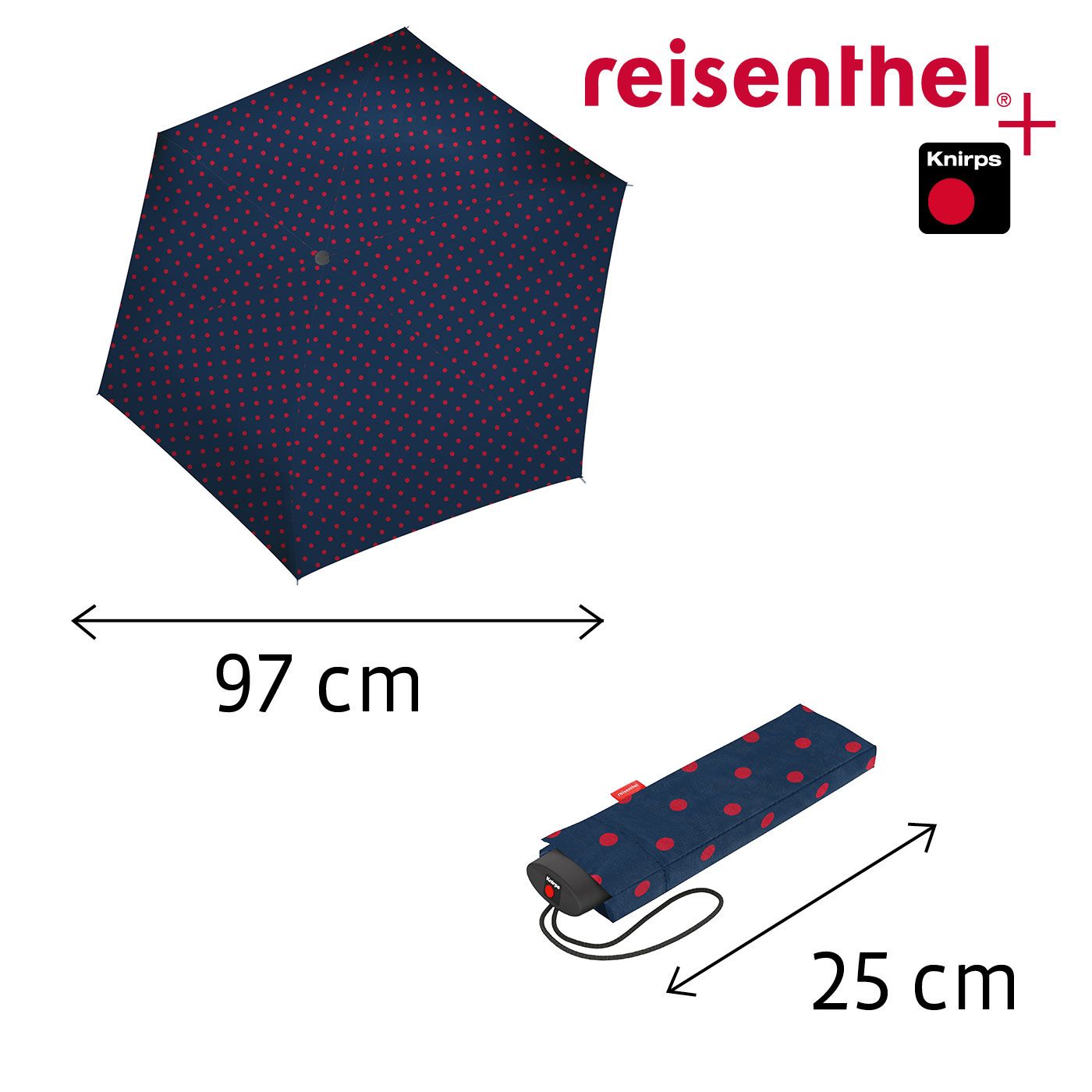 Cargar imagen en el visor de la galería, paraguas-umbrella-pocket-mini-mixed-dots-red-reisenthel
