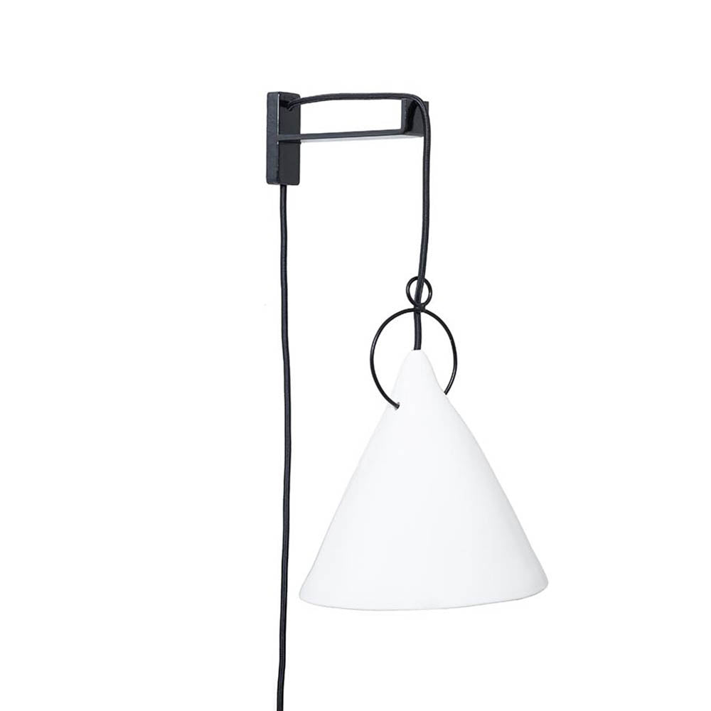 Lámpara de Cerámica Ruca Escuadra de Fierro Blanca 22 x 21 cm Maia Design